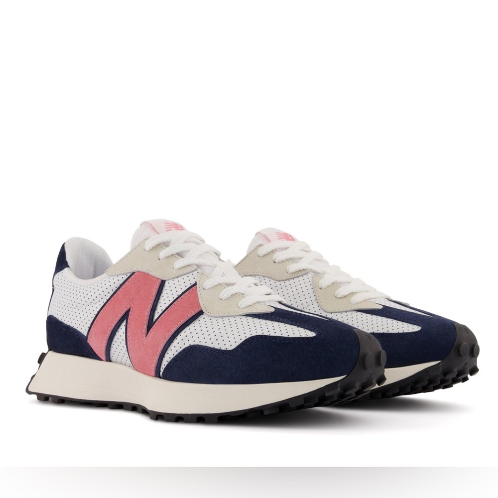 New Balance 327 with navy and pink